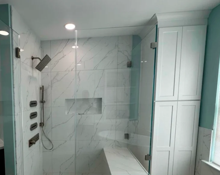 Bathroom renovation after in New Jersey with modern tiled shower