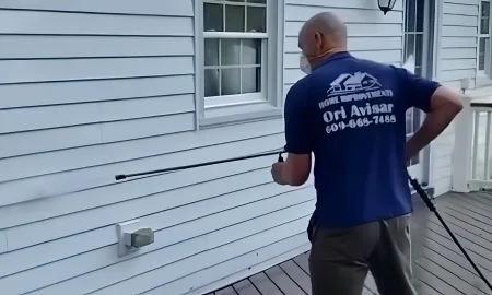 Ori Home Improvement team performing exterior power washing service in New Jersey